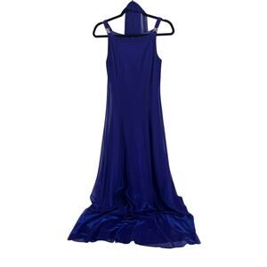 Vintage Y2K CACHE Formal Dress Size 6 Purple Glitter 200s Square Neck Scarf Prom